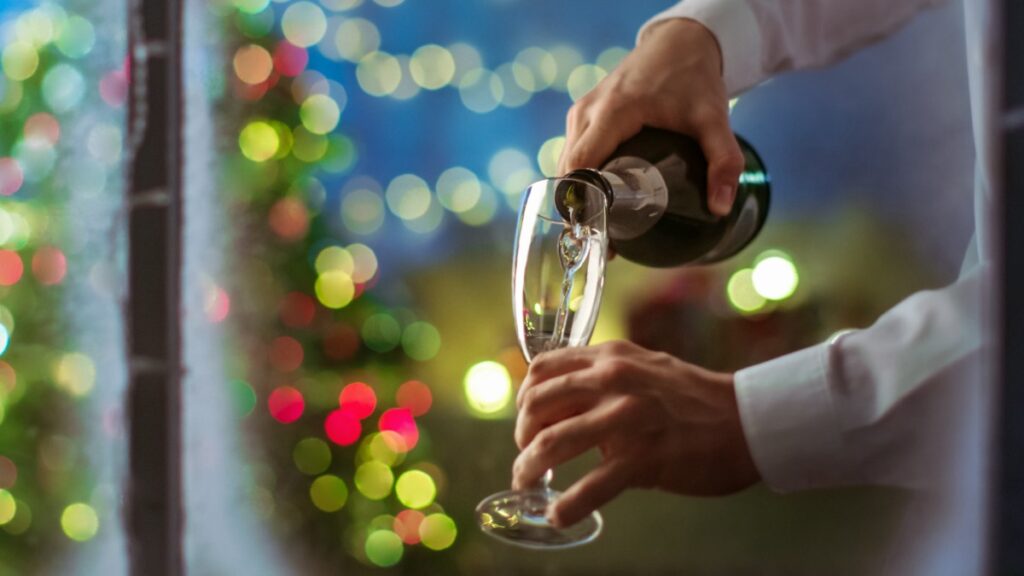 Christmas party waitstaff serving guests at a private home in San Jose